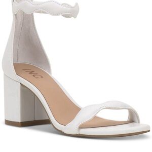 INC International Concepts White Scalloped Block Heels